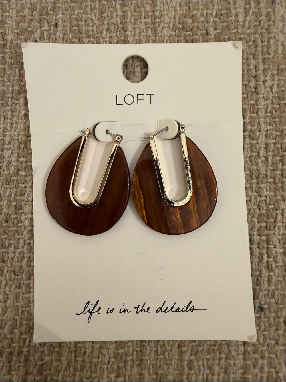 NWT Loft Resin Teardrop Hoop Earrings